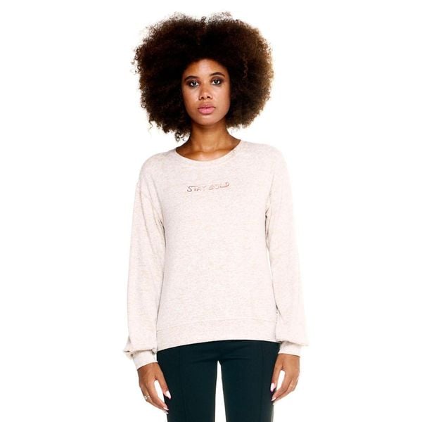 Bluza z wełna z ściągacze na co dzień na siłownię. Brązowe bluzy bez kaptura damskie LEONE 1947 APPAREL, z poliesteru. W wyprzedaży za 151.56 zł.