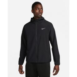 Męskie kurtka z kapturem FORM DRI-FIT HOODED. Czarne kurtki treningowe męskie Nike, m, bez wzorów, z materiału, do biegania, dri-fit (nike). Za 314.50 zł.