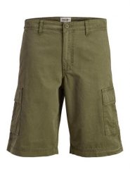 Jack & Jones Szorty materiałowe Cole 12292263 Zielony Regular Fit. Zielone szorty męskie Jack & Jones, z bawełny, bez kołnierzyka. Za 129.99 zł.