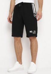 Czarne Szorty Sportowe z Ozdobnymi Wstawkami i Gumką w Pasie Strila. Czarne szorty męskie Born2be, m, na fitness i siłownię. Za 19.99 zł.
