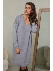 Joséfine Sukienka dzianinowa "Ibrany" w kolorze szarym rozmiar: XL. Szare sukienki damskie Joséfine, xl, bez wzorów, z dzianiny, bez kołnierzyka, bez ramiączek, midi. Za 143.99 zł.