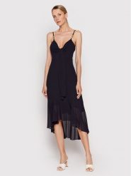 Morgan Sukienka koktajlowa 221-RELAX Granatowy Regular Fit. Niebieskie sukienki damskie Morgan, bez wzorów, z syntetyku, wizytowe, bez kołnierzyka, bez ramiączek. Za 399.99 zł.