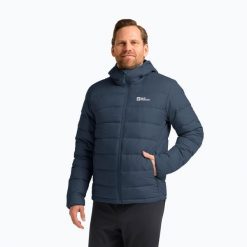 Kurtka puchowa męska Jack Wolfskin Ather Down Hoody. Niebieskie kurtki męskie Jack Wolfskin, m, bez wzorów, z puchu, sportowe, bez kaptura. Za 759.99 zł.