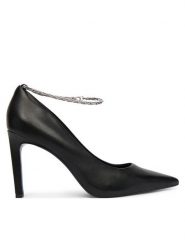 Calvin Klein Szpilki Ess Stiletto Hdw Chain Lth 90 HW0HW02718 Czarny. Czarne szpilki CALVIN KLEIN, bez wzorów, ze skóry, bez obcasa. Za 649.99 zł.