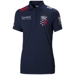 Damska koszulka polo Helly Hansen Crew Tech. Niebieskie bluzki damskie Helly Hansen, bez wzorów, bez kołnierzyka, bez ramiączek. W wyprzedaży za 292.25 zł.