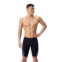 Kąpielówki męskie spodenki kąpielowe Speedo Spliced Jammer. Czarne kąpielówki męskie Speedo, l, bez wzorów, z materiału, na fitness i siłownię. Za 179.99 zł.