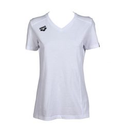 Koszulka damska Arena Team T-Shirt Panel. Czerwone bluzki sportowe damskie Arena, bez wzorów, z bawełny, bez ramiączek. Za 99.00 zł.