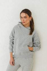 BLUZA RITA SZARY MELANŻ L - Flawless. Szare bluzy z kapturem damskie Flawless, na zimę, l, z bawełny. Za 339.00 zł.
