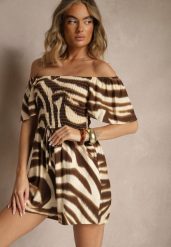 Brązowy Kombinezon z Wiskozy w Abstrakcyjny Wzór Filisena. Brązowe kombinezony damskie Renee, m, bez wzorów, z wiskozy, eleganckie, bez kołnierzyka, bez ramiączek. Za 49.99 zł.