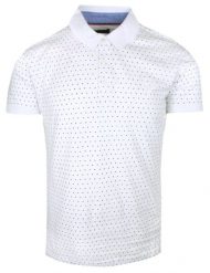 Koszulka Polo, Męska - Pako Jeans - Biała w Drobny Groszek. Białe koszulki polo męskie Pako Jeans, m, bez wzorów, z bawełny, bez ramiączek. Za 115.00 zł.