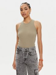 Pinko Top Distinto 100822 A15E Zielony Slim Fit. Zielone topy damskie Pinko, l, bez wzorów, z bawełny, bez ramiączek. Za 219.99 zł.