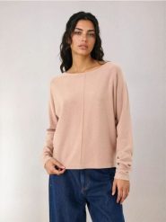 Sweter basic z ozdobnym przeszyciem z wiskozą - beżowy. Brązowe swetry klasyczne damskie Sinsay, l, z wiskozy, bez kołnierzyka. Za 39.99 zł.
