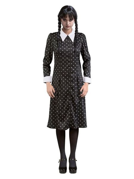 CHAKS Sukienka kostiumowa "WEDNESDAY ©" w kolorze czarnym rozmiar: L. Czarne sukienki damskie CHAKS, na karnawał, l, bez wzorów, bez kołnierzyka, bez ramiączek. Za 86.99 zł.