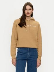 Tommy Hilfiger Bluza Modern WW0WW43598 Beżowy Regular Fit. Brązowe bluzy bez kaptura damskie Tommy Hilfiger, l, z bawełny. Za 319.99 zł.
