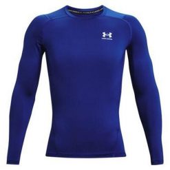 Koszulka męska Under Armour HG Armour Comp LS. Niebieskie t-shirty sportowe męskie Under Armour, m, z poliesteru, bez ramiączek, do biegania. Za 212.94 zł.