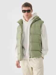 4F Bezrękawnik puchowy z naturalnym wypełnieniem męski - khaki M. Brązowe kamizelki męskie 4f, m, z dzianiny. W wyprzedaży za 199.99 zł.