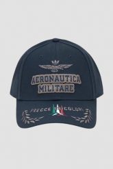 AERONAUTICA MILITARE Granatowa męska czapka z daszkiem. Niebieskie czapki męskie AERONAUTICA MILITARE, bez wzorów, z materiału, klasyczne. W wyprzedaży za 249.99 zł.