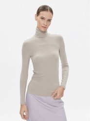 Calvin Klein Golf K20K206053 Beżowy Slim Fit. Brązowe golfy damskie CALVIN KLEIN, xl, bez wzorów, bez ramiączek. Za 239.99 zł.