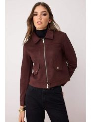 Trendyol Kurtka w kolorze bordowym ze skóry syntetycznej rozmiar: M. Czerwone kurtki damskie Trendyol, m, bez wzorów, ze skóry, bez kaptura. Za 166.10 zł.