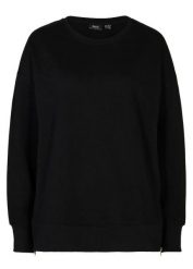 Bluza z mieszanki bawełny. Czarne bluzy bez kaptura damskie bonprix, z bawełny. Za 84.99 zł.