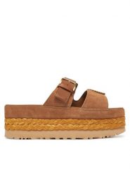 Ugg Klapki W Aubrey Slide 1167451 Brązowy. Brązowe klapki damskie Ugg, bez wzorów, ze skóry, bez obcasa. Za 639.99 zł.