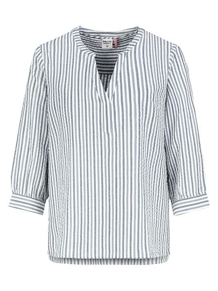 Sublevel Bluzka w kolorze biało-granatowym rozmiar: L. Białe bluzki damskie Sublevel, l, bez wzorów, z bawełny, bez kołnierzyka, bez ramiączek. Za 100.28 zł.