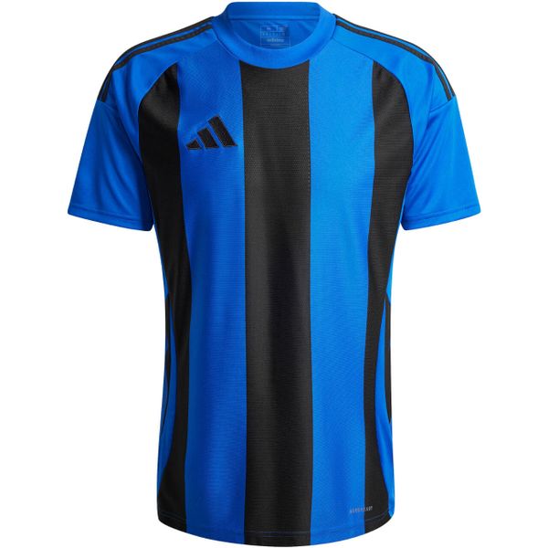 Koszulka męska adidas Striped 24 Jersey. Niebieskie t-shirty sportowe męskie Adidas, m, z jersey, bez ramiączek, do piłki nożnej. Za 99.00 zł.
