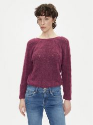 Pepe Jeans Sweter Nova PL702239 Różowy Regular Fit. Czerwone swetry klasyczne damskie Pepe Jeans, xs, z jeansu, bez kołnierzyka. Za 329.99 zł.