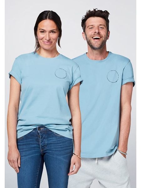 Detto Fatto Koszulka w kolorze błękitnym rozmiar: S. Niebieskie bluzki damskie Detto Fatto, s, bez wzorów, z bawełny, bez kołnierzyka. Za 73.99 zł.