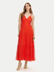 Haveone Sukienka letnia AFF-N011 Pomarańczowy Loose Fit. Brązowe sukienki damskie Haveone, na lato, xs, bez wzorów, z jedwabiu, bez kołnierzyka, bez ramiączek. Za 429.99 zł.