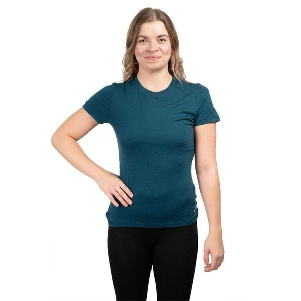 Koszulka trekkingowa damska Merino SS Tee Women. Niebieskie bielizna termoaktywna damska Smartwool, xs, bez wzorów, z wełny, bez kołnierzyka. Za 379.99 zł.
