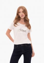 Koszulka z nadrukiem T-NOTE. Białe t-shirty damskie Volcano, m, bez wzorów, z bawełny, bez ramiączek. Za 59.99 zł.