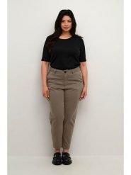 KAFFE curve Spodnie chino "Leana" w kolorze brązowym rozmiar: 44. Brązowe spodnie materiałowe damskie KAFFE curve, bez wzorów, z podwyższonym stanem. Za 143.90 zł.
