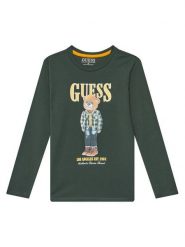 Guess Bluzka L5BI09I3Z14 Zielony Regular Fit. Zielone t-shirty chłopięce Guess, z aplikacjami, z bawełny, bez ramiączek. Za 69.99 zł.
