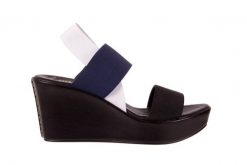 Sandały Bayla-116 16157 Black Navy White, Czarny/ Granat/ Biały, Materiał - 39. Czarne sandały damskie Bayla, bez wzorów, z materiału, bez obcasa, na koturnie. W wyprzedaży za 62.10 zł.