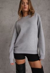 Jasnoszara Bluza ze Ściągaczami na Dole przy Szyi i przy Rękawach Emberlie. Szare bluzy bez kaptura męskie Renee, l, z dresówki. Za 59.99 zł.