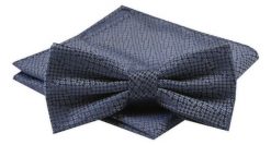 Mucha Męska z Poszetką w Zestawie - Alties - Popielato-Niebieska. Niebieskie krawaty i muchy męskie Alties, bez wzorów, eleganckie. Za 54.00 zł.