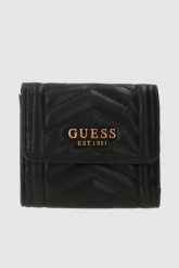 GUESS Czarny mały portfel Lovide. Czarne portfele damskie Guess, z aplikacjami, ze skóry ekologicznej. W wyprzedaży za 190.99 zł.