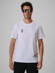 4F T-shirt regular z nadrukiem męski - biały M. Białe t-shirty męskie 4f, na lato, m, bez wzorów, z bawełny, bez kołnierzyka. Za 69.99 zł.