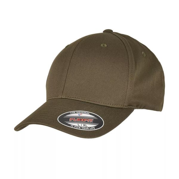 Czapka Z Daszkiem Organiczna Bawełna. Zielone czapki z daszkiem damskie FLEXFIT, bez wzorów, z bawełny. Za 77.99 zł.