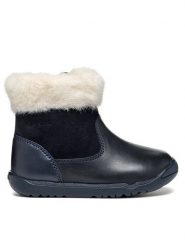 Geox Kozaki B Macchia Girl B464PC 08522 C4002 Granatowy. Niebieskie kozaki dziewczęce Geox, bez wzorów, z materiału, bez obcasa. Za 269.99 zł.