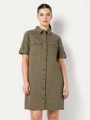 Noisy May Sukienka jeansowa New Signe 27030173 Khaki Loose Fit. Brązowe sukienki damskie Noisy may, s, bez wzorów, z bawełny, bez kołnierzyka, bez ramiączek. Za 119.99 zł.