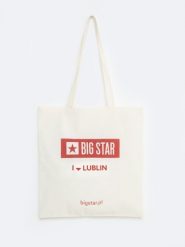 Torba bawełniana unisex Lublin 102. Białe torebki klasyczne damskie Big Star, z aplikacjami, z bawełny, z nadrukiem, bez dodatków. Za 4.99 zł.