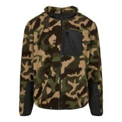 Kurtka sherpa z klasyki miejskiej turystyki pieszej. Zielone kurtki męskie Urban Classics, l, z aplikacjami, z materiału, eleganckie, bez kaptura. Za 382.40 zł.