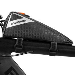 Torba rowerowa na ramę płetwa Rockbros B57 paski/bolt on. Czarne torebki klasyczne damskie ROCKBROS, bez wzorów, bez dodatków. Za 89.99 zł.