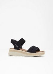 Wsuwane sandały na koturnie marki Skechers. Czarne sandały damskie bonprix, bez wzorów, bez obcasa, na koturnie. Za 319.99 zł.