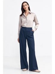 Nife Spodnie w kolorze granatowym rozmiar: 38. Niebieskie spodnie materiałowe damskie Nife, bez wzorów, z materiału. Za 161.34 zł.