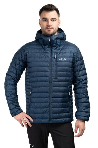 Kurtka trekkingowa puchowa męska Microlight Alpine. Niebieskie kurtki męskie RAB, m, bez wzorów, z materiału, bez kaptura. Za 829.99 zł.