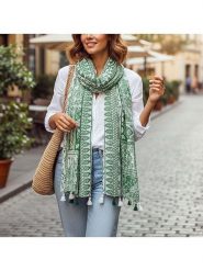 MENTHE À L'O Szal w kolorze zielono-białym - 170 x 85 cm rozmiar: onesize. Zielone szaliki i kominy damskie MENTHE À L'O, z aplikacjami, z bawełny. Za 131.74 zł.