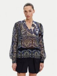 Morgan Bluzka 251-OJAL.F Granatowy Regular Fit. Niebieskie bluzki damskie Morgan, bez wzorów, z syntetyku, bez ramiączek. Za 159.99 zł.
